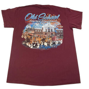 Harley Davidson Mens Ellington CT Horses Old School Graphic Biker Tee Med READ